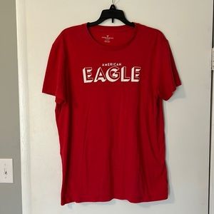 American Eagle T-Shirt, Distressed Red, Size Large